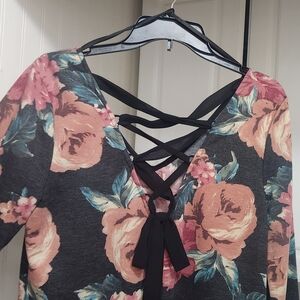 Xhilaration Black Floral Crisscross Dress
